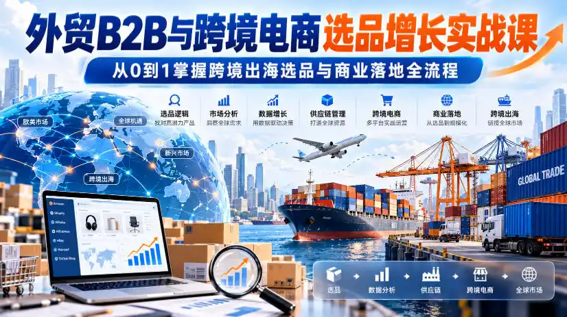 外贸B2B与跨境电商选品增长实战课，从0到1掌握跨境出海选品与商业落地全流程-百盟网