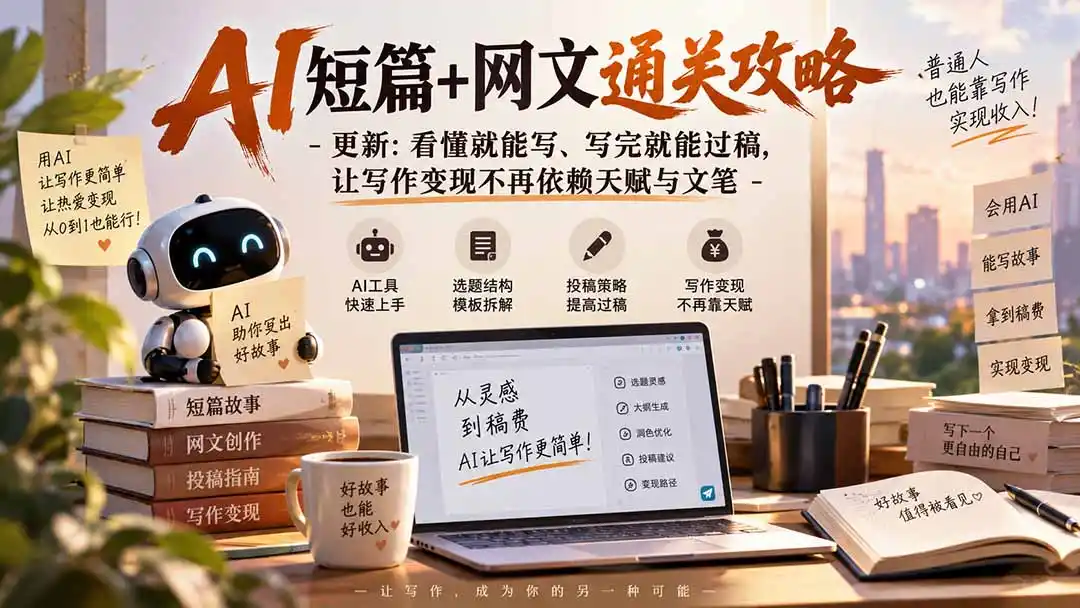 AI短篇+网文通关攻略-更新1009:看懂就能写、写完就能过稿,让写作变现不再依赖天赋与文笔 AI短篇+网文通关攻略-更新1009:看懂就能写、写完就能过稿,让写作变现不再依赖天赋与文笔