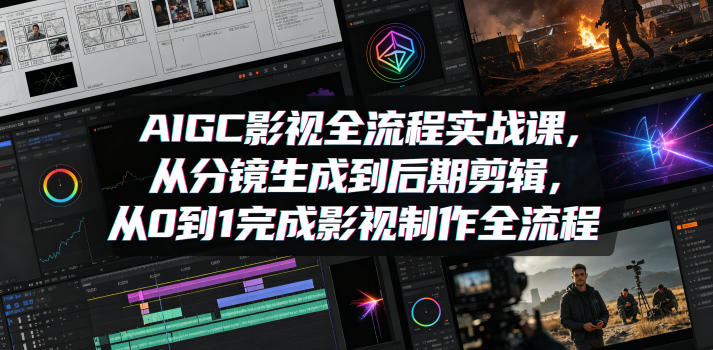 AIGC影视全流程实战课，从分镜生成到后期剪辑，从0到1完成影视制作全流程-百盟网
