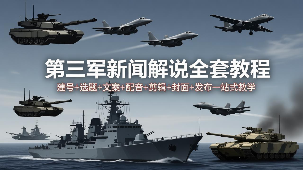 第三军迷新闻解说全套教程:建号+选题+文案+配音+剪辑+封面+发布一站式教学-百盟网