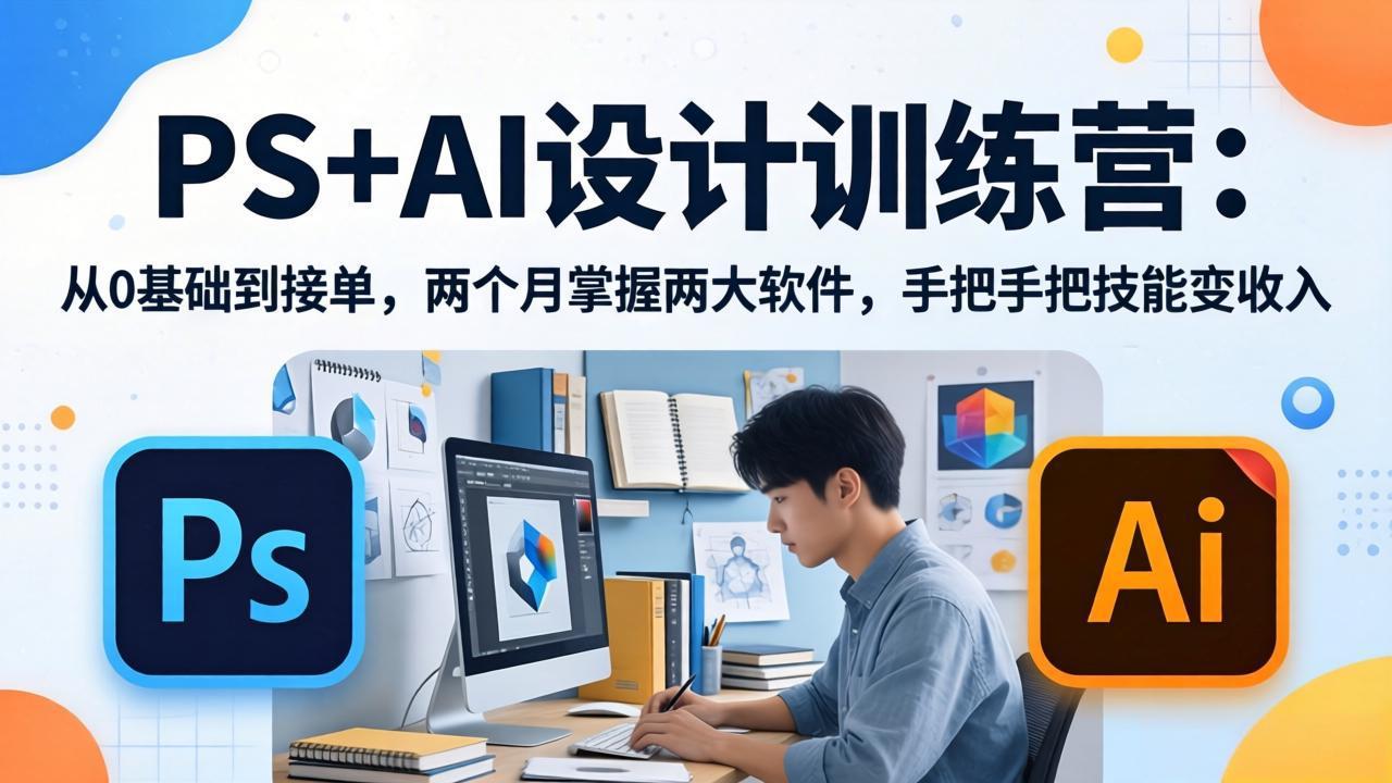 PS+AI设计训练营：从0基础到接单，两个月掌握两大软件，手把手把技能变收入-百盟网