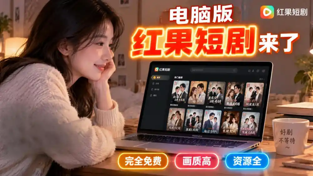 手机看短剧费眼？电脑版红果短剧来了，完全免费、画质高、资源全