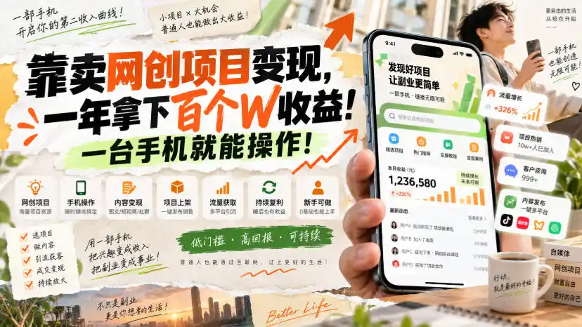 网创小程序虚拟资料变现，一年拿下百万收益，一部手机就可以做，0成本变现副业！-百盟网