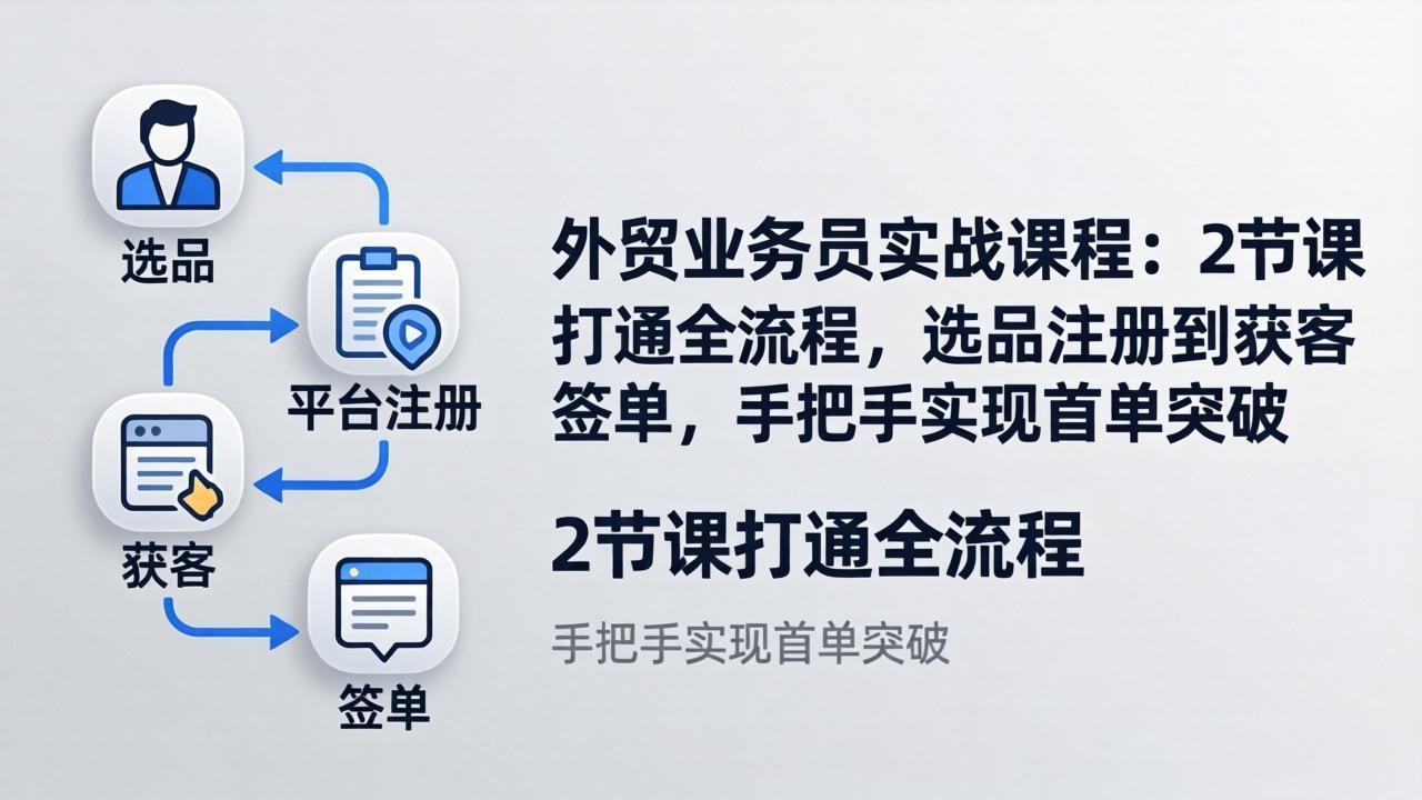 外贸业务员实战课程：2节课打通全流程，选品注册到获客签单，手把手实现首单突破-百盟网