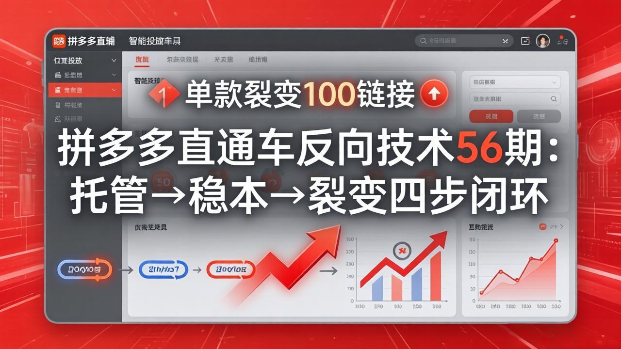 拼多多直通车反向技术56期：托管→稳本→裂变四步闭环，单款裂变100链接抢占核心流量-百盟网