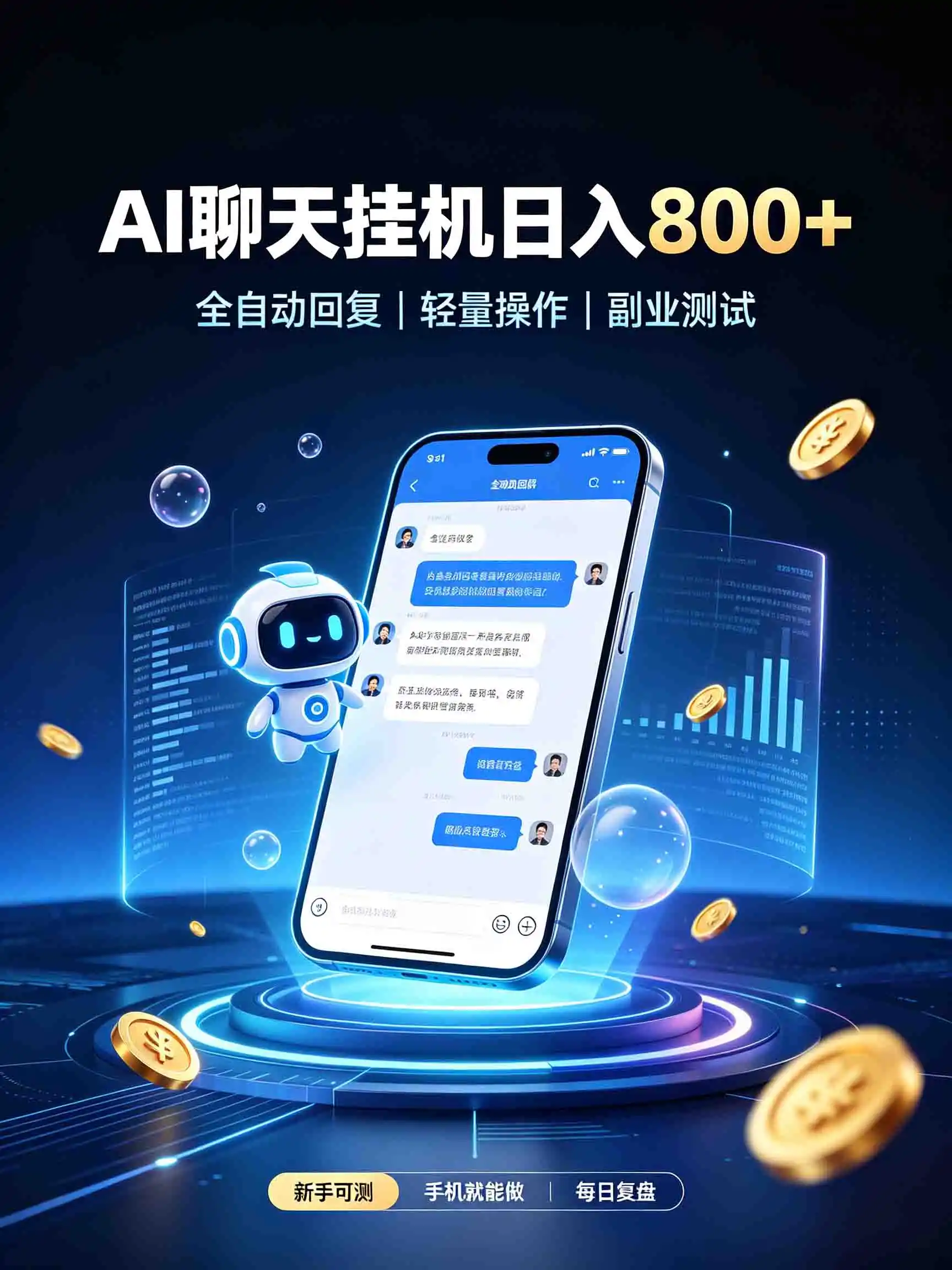 AI聊天挂机，日入800+，适用个人副业，工作室矩阵操作-百盟网