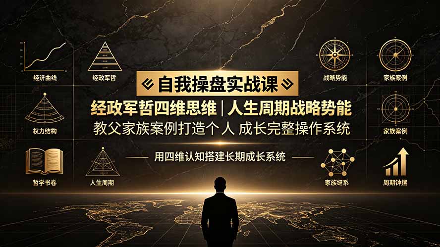 自我操盘实战课:经政军哲四维思维|人生周期战略势能|教父家族案例打造个人成长完整操作系统-百盟网