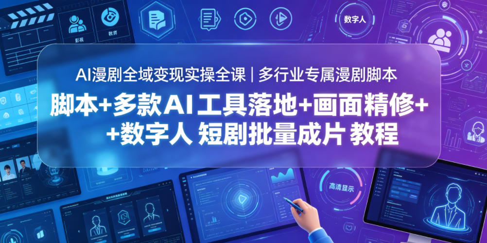 AI漫剧全域变现实操全课|多行业专属漫剧脚本+多款AI工具落地+画面精修+数字人短剧批量成片全教程-百盟网
