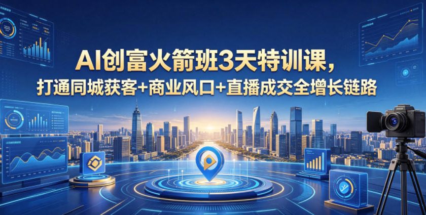 AI创富火箭班3天特训课，打通同城获客+商业风口+直播成交全增长链路，2026年4月新课-百盟网