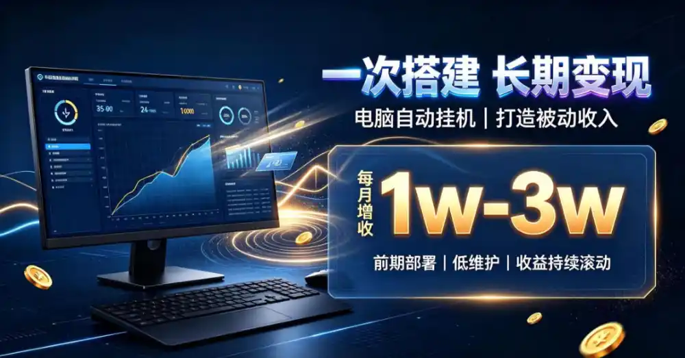 一份投入长期收益，电脑自动挂G类目，搭建被动收入每月增收1w-3w【揭秘】-百盟网